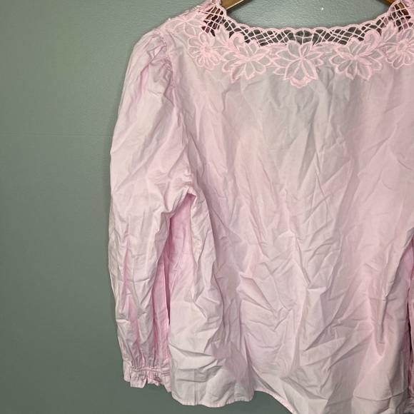 NWT J. Crew V-Neck Top with Eyelet Trim Baby Ballet Pink - Picture 8 of 12